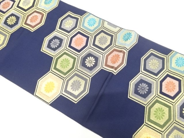 JAPANESE NAGOYA OBI / WOVEN KIKKO WITH FLOWER